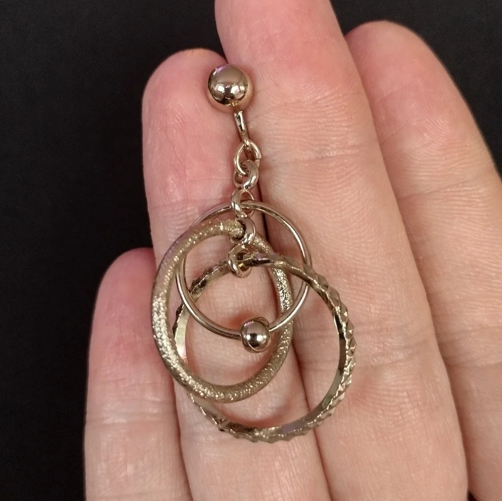 Gold Hoop Dangle Clasp Earrings
